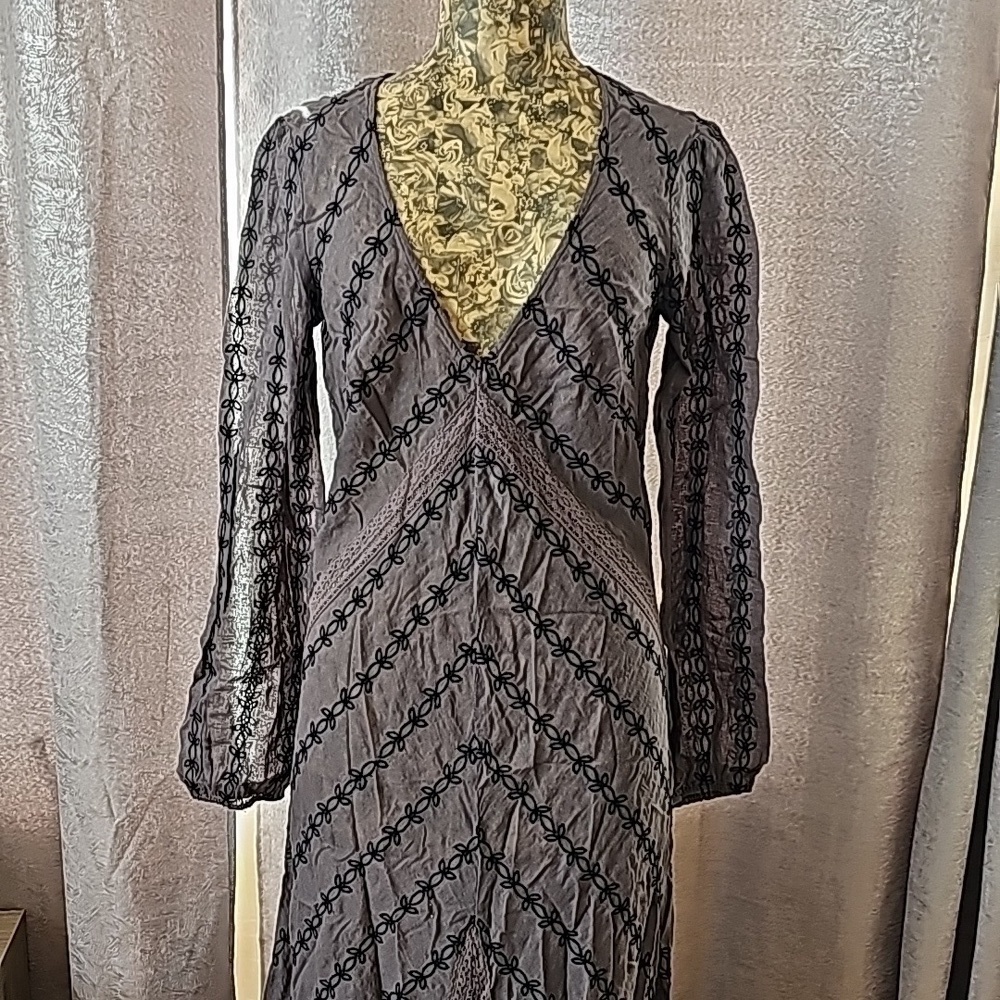NWOT VINTAGE Free People Black Open Back Maxi Dress Boho Evening Size Large - Picture 4 of 14